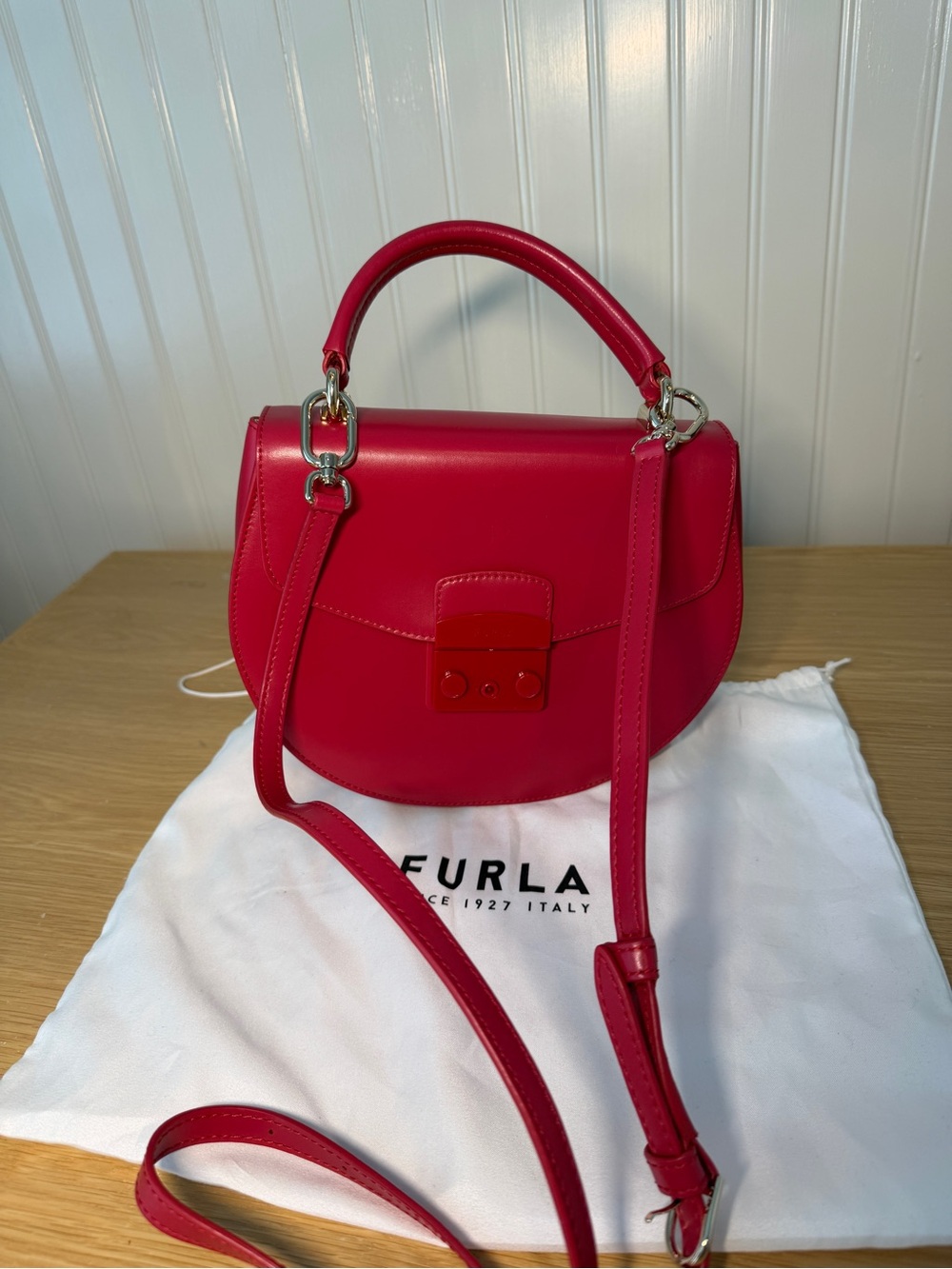 Furla Hot Pink Leather Top-Handle Crossbody Bag